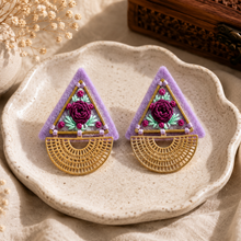 Load image into Gallery viewer, GOLI (گلي) Floral Triangle Embroidered Earrings