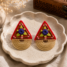 Load image into Gallery viewer, GOLI (گلي) Floral Triangle Embroidered Earrings