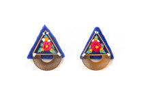 Load image into Gallery viewer, GOLI (گلي) Floral Triangle Embroidered Earrings