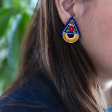 Load image into Gallery viewer, GOLI (گلي) Floral Triangle Embroidered Earrings