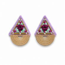 Load image into Gallery viewer, GOLI (گلي) Floral Triangle Embroidered Earrings