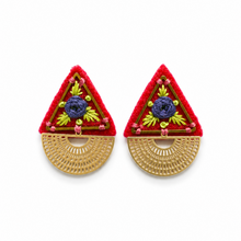 Load image into Gallery viewer, GOLI (گلي) Floral Triangle Embroidered Earrings