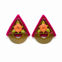 Load image into Gallery viewer, GOLI (گلي) Floral Triangle Embroidered Earrings