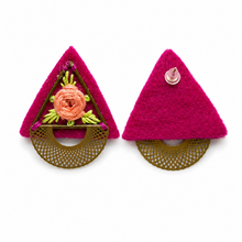 Load image into Gallery viewer, GOLI (گلي) Floral Triangle Embroidered Earrings