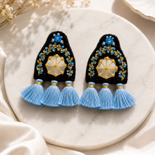 Load image into Gallery viewer, The Blue (آبي) Embroidered Earrings
