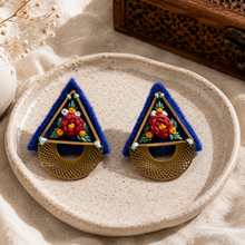 Load image into Gallery viewer, GOLI (گلي) Floral Triangle Embroidered Earrings
