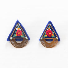 Load image into Gallery viewer, GOLI (گلي) Floral Triangle Embroidered Earrings
