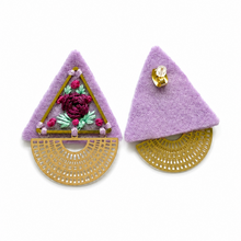 Load image into Gallery viewer, GOLI (گلي) Floral Triangle Embroidered Earrings
