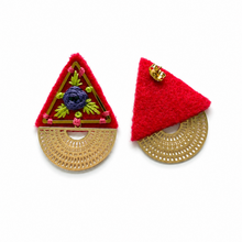 Load image into Gallery viewer, GOLI (گلي) Floral Triangle Embroidered Earrings
