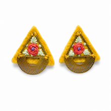 Load image into Gallery viewer, GOLI (گلي) Floral Triangle Embroidered Earrings
