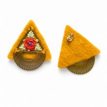 Load image into Gallery viewer, GOLI (گلي) Floral Triangle Embroidered Earrings
