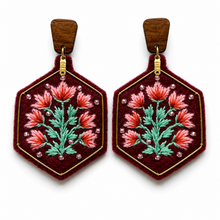 Load image into Gallery viewer, Tulip (لاله) Floral Embroidered Earrings
