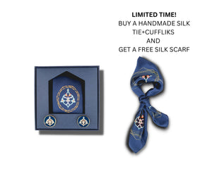 RAUD, Ties and cufflinks + a FREE silk matched scarf